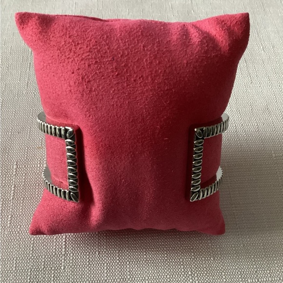 Double Row Silver Tone Cuff Bracelet - Picture 4 of 4